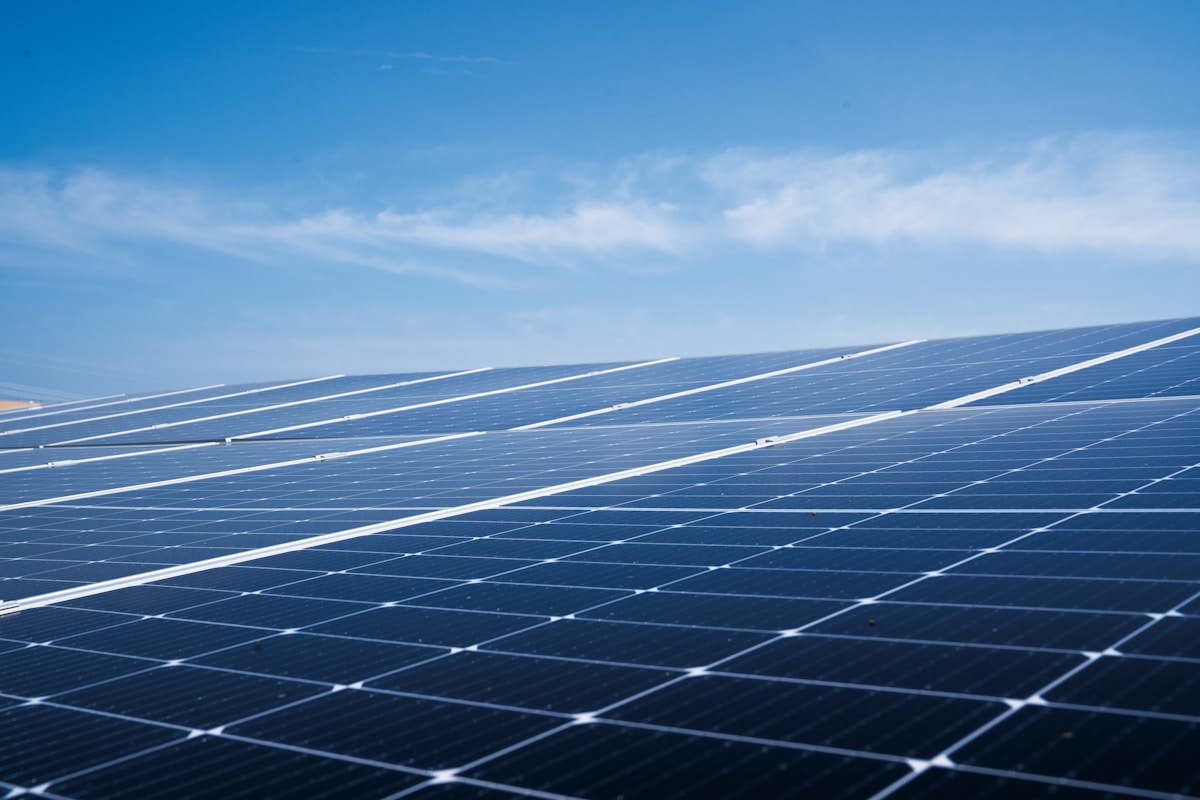 Photovoltaic solar panels on a rooftop